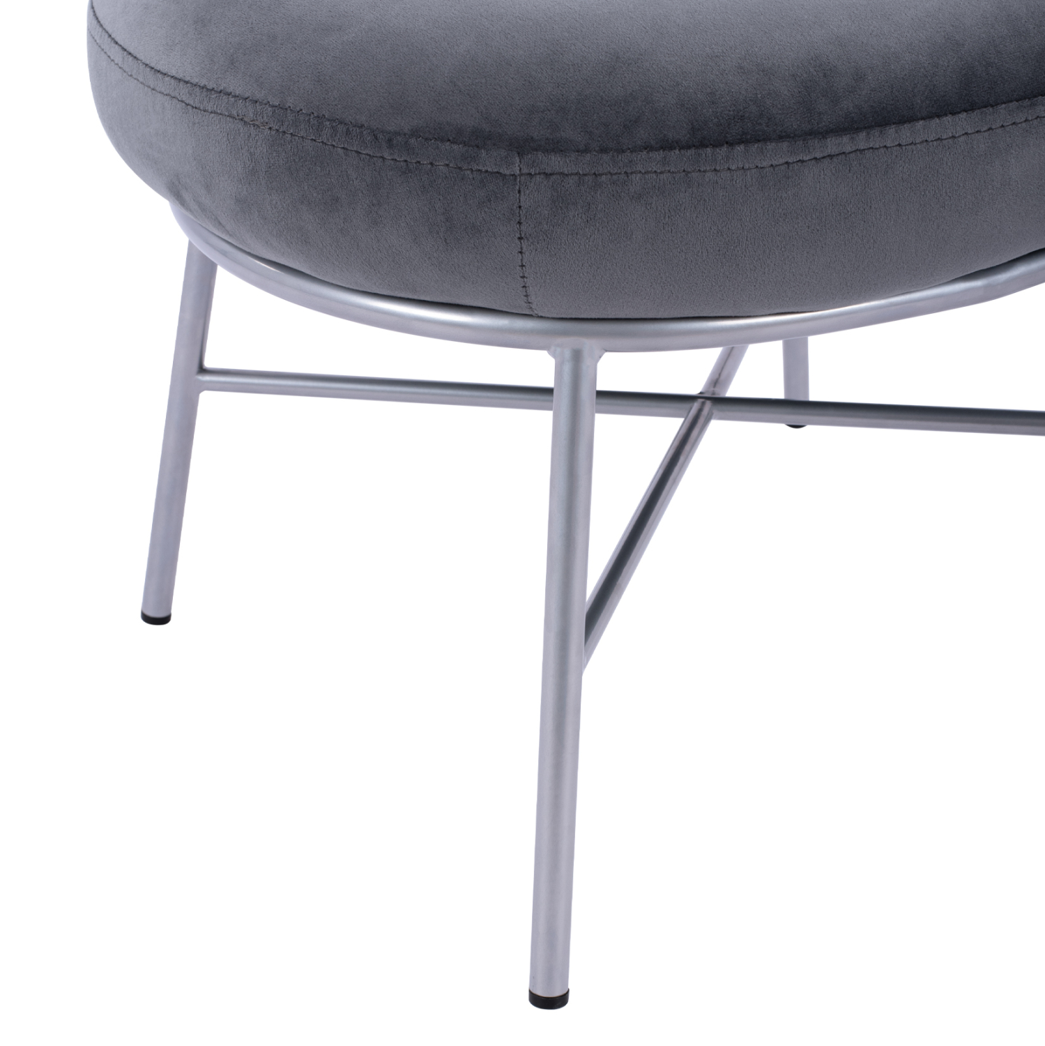 ΣΚΑΜΠΟ ΥΠΟΠΟΔΙΟ TRUDI HM8640.01 ΑΠΟ ΓΚΡΙ ΒΕΛΟΥΔΟ ΜΕ ΑΣΗΜΙ ΒΑΣΗ 55x46x38Υ εκ. - Image 5