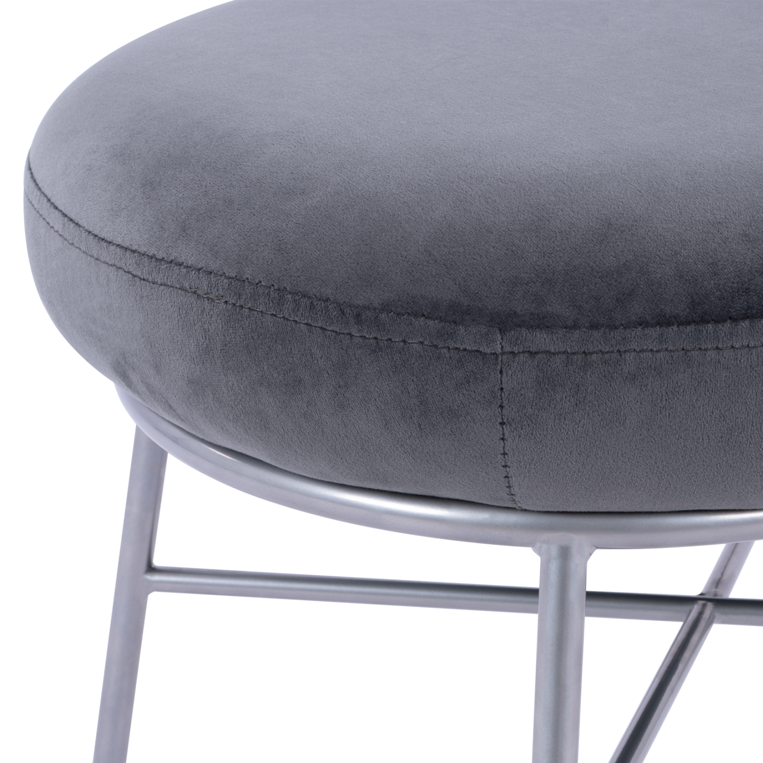 ΣΚΑΜΠΟ ΥΠΟΠΟΔΙΟ TRUDI HM8640.01 ΑΠΟ ΓΚΡΙ ΒΕΛΟΥΔΟ ΜΕ ΑΣΗΜΙ ΒΑΣΗ 55x46x38Υ εκ. - Image 6