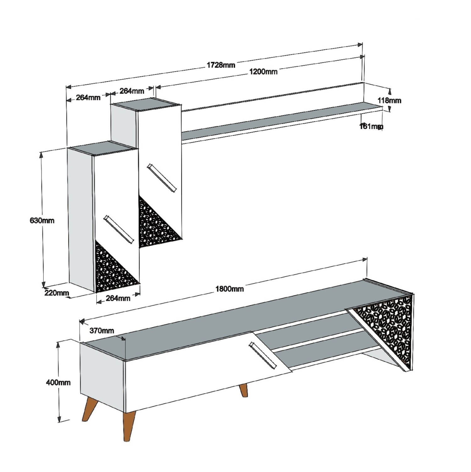 ΣΥΝΘΕΣΗ ΣΑΛΟΝΙΟΥ ΜΕΛΑΜΙΝΗΣ 2 ΤΜΧ ΦΥΣΙΚΟ OAK HM11849.01 - Image 3