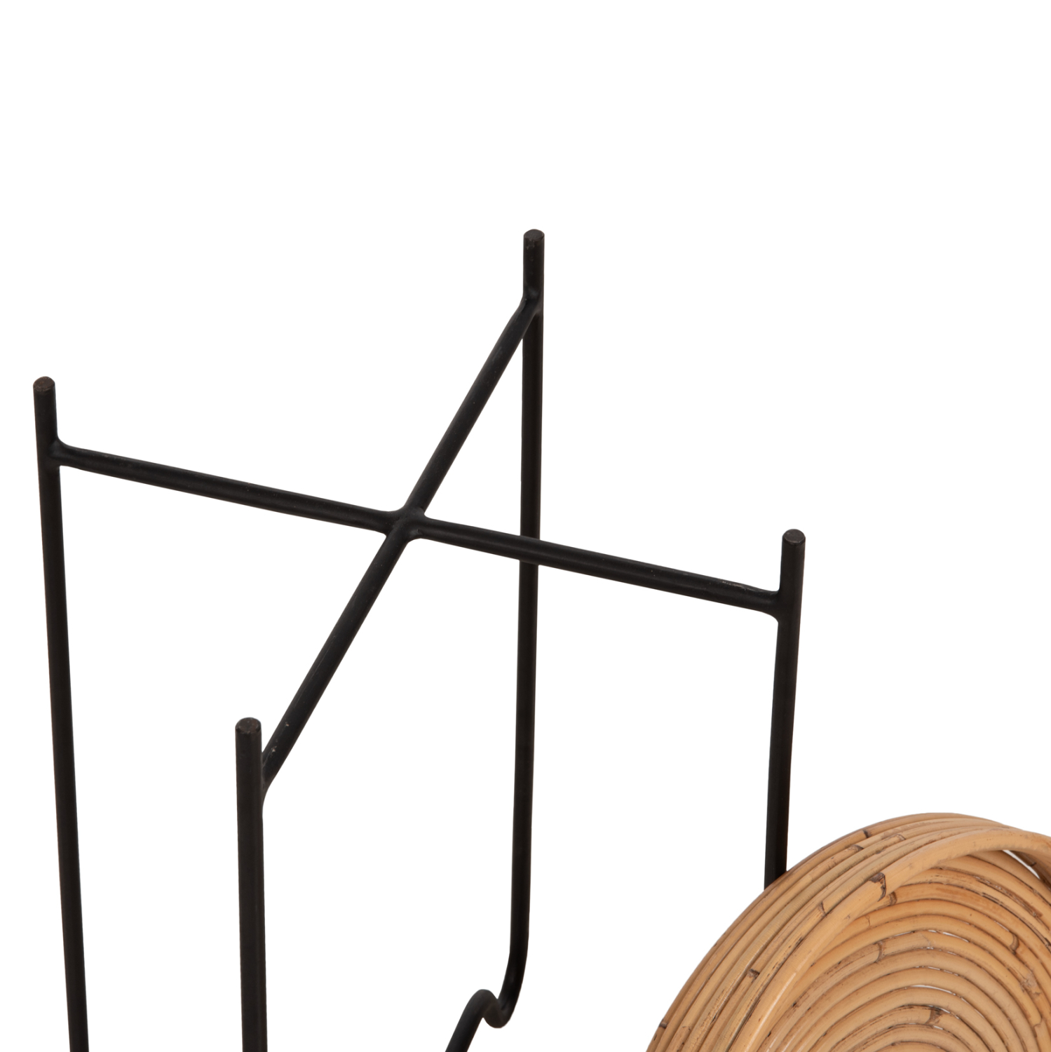 ΤΡΑΠΕΖΑΚΙ ΒΟΗΘΗΤΙΚΟ FLY HM7905 RATTAN ΦΥΣΙΚΟ ΧΡΩΜΑ-ΜΕΤΑΛΛΙΚΗ ΒΑΣΗ ΜΑΥΡΗ Φ32x48Yεκ. - Image 4