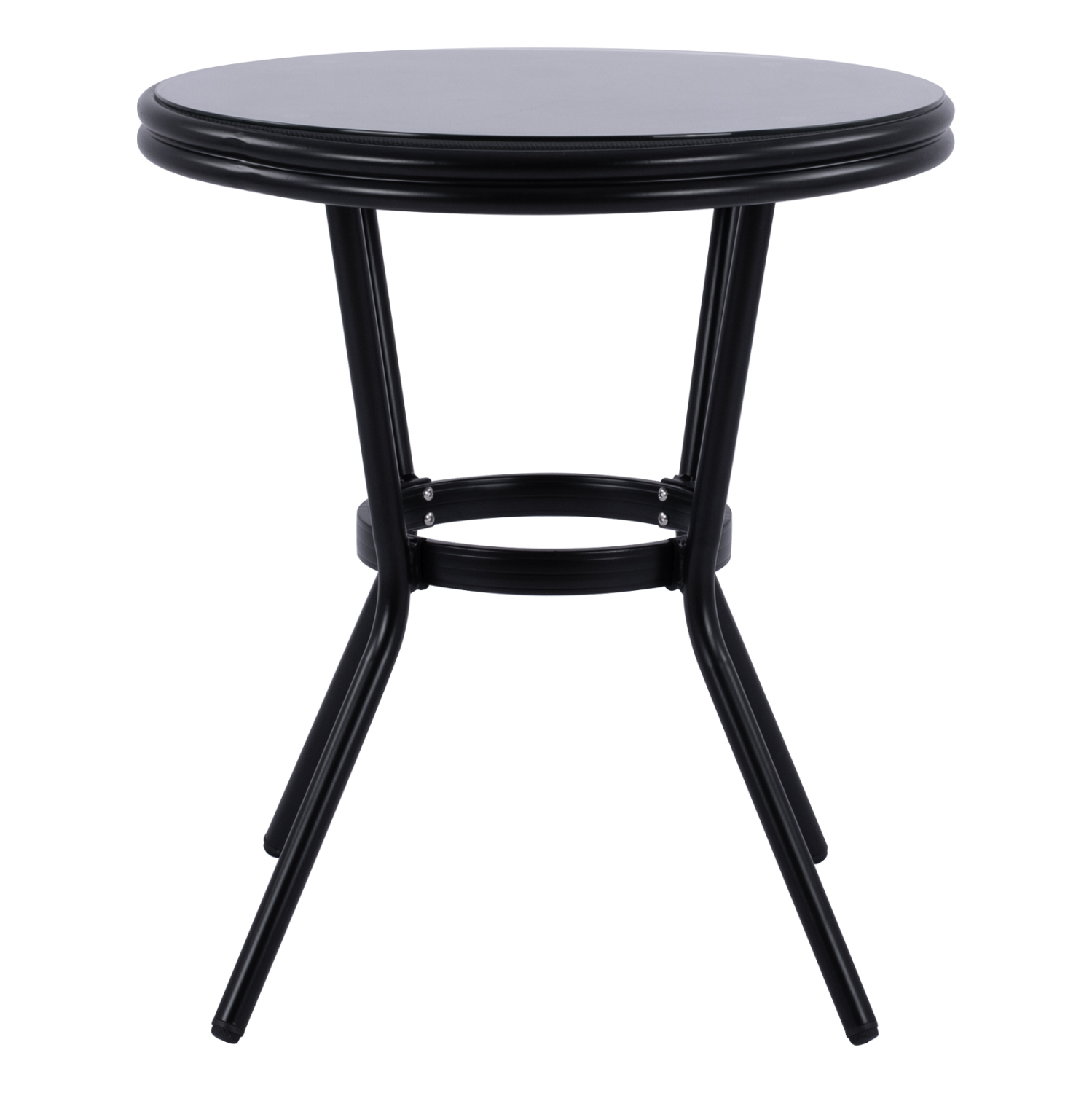 ΤΡΑΠΕΖΙ ΑΛΟΥΜΙΝΙΟΥ MOSES Φ70 BAMBOO LOOK HM5532.02 ΜΑΥΡΟ ΜΕ ΓΥΑΛΙ Φ70X76 εκ - Image 3