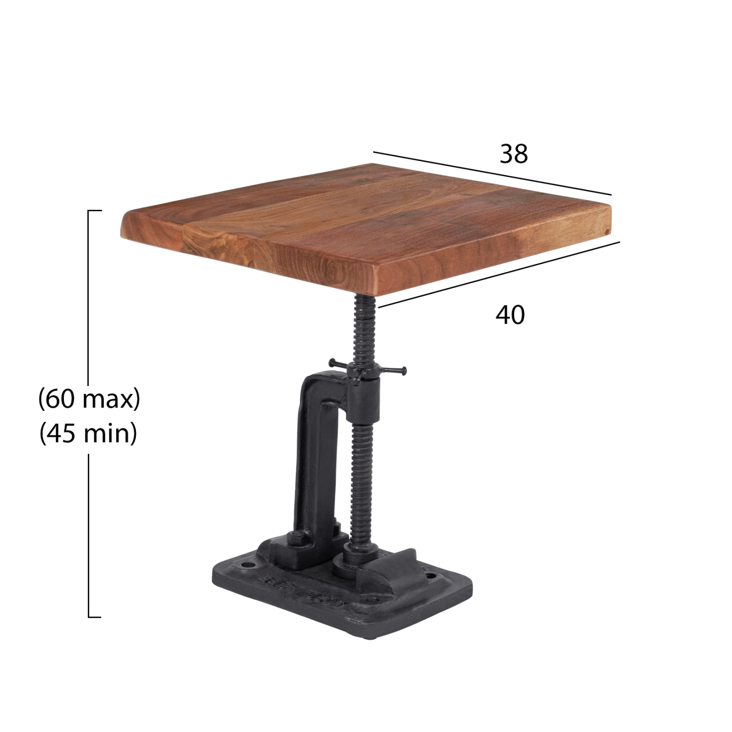 ΤΡΑΠΕΖΙ ΒΟΗΘΗΤΙΚΟ ΣΑΛΟΝΙΟΥ RYLAND ΑΠΟ ΜΑΣΙΦ ΞΥΛΟ ΑΚΑΚΙΑΣ 40x38x45-60Υεκ.HM8371.11 - Image 2