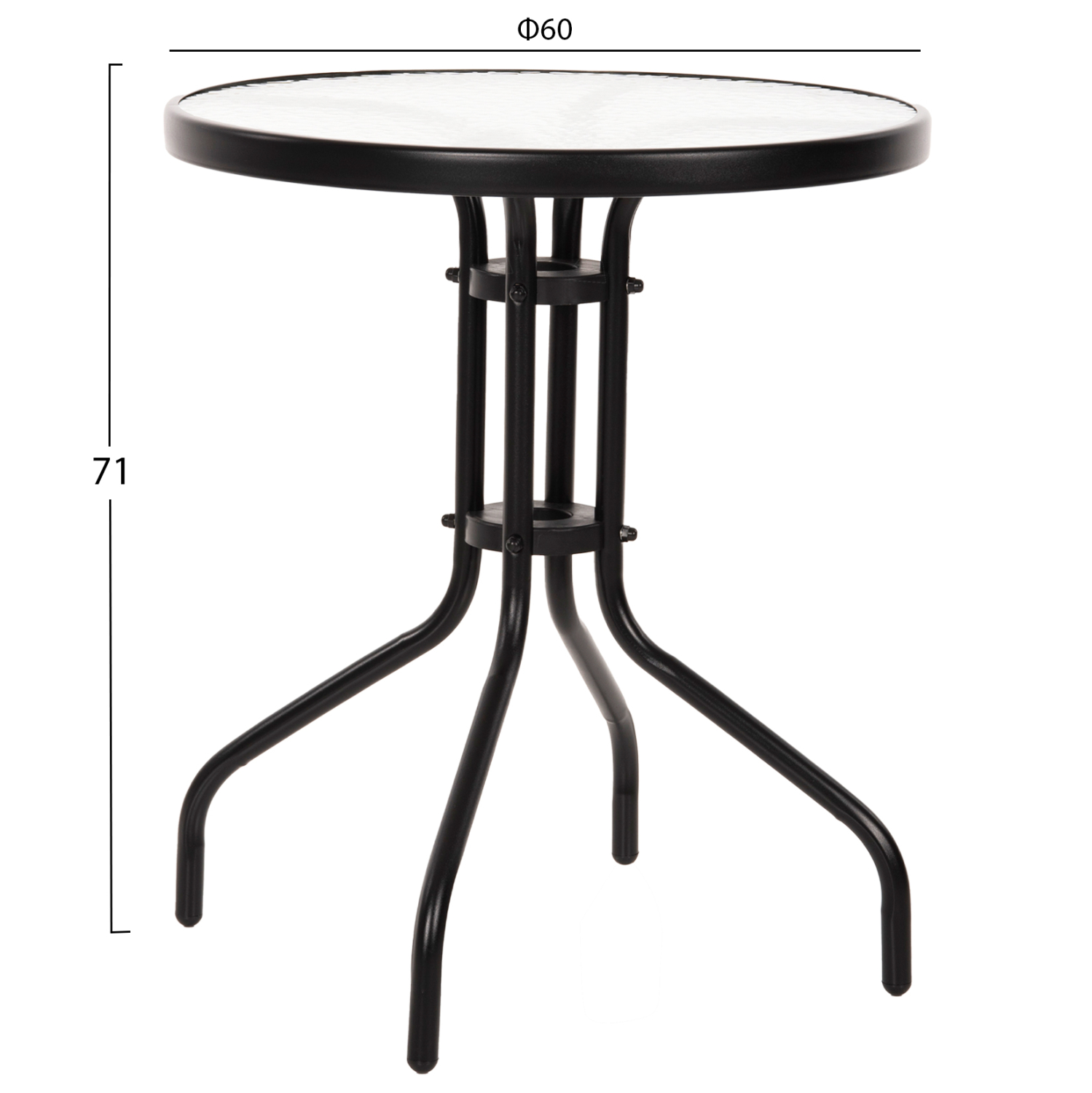 ΤΡΑΠΕΖΙ LIMA Φ60x68Υεκ. ΜΕΤΑΛΛΙΚΟ ΜΑΥΡΟ ΜΕ ΓΥΑΛΙΝΗ ΕΠΙΦΑΝΕΙΑ HM5079.03 - Image 2