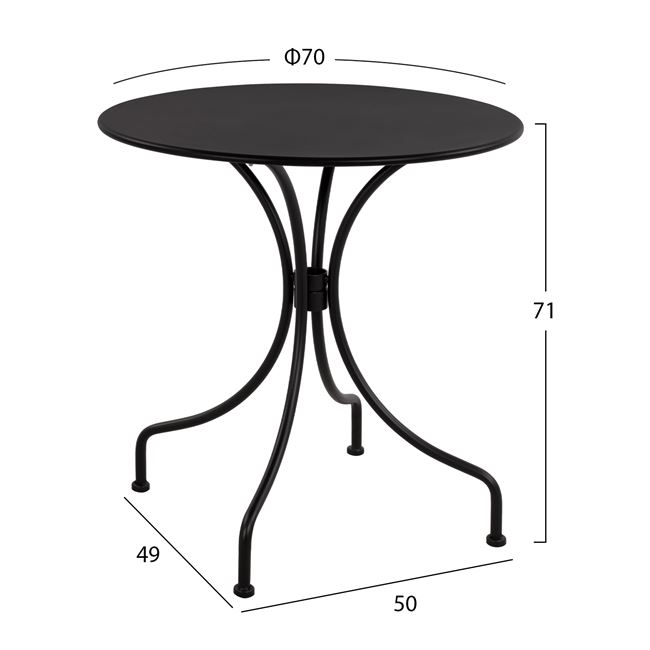 ΤΡΑΠΕΖΙ ΜΕΤΑΛΛΙΚΟ AMORE ΜΑΥΡΟ HM5004.11 Φ70Χ71Υεκ. - Image 2