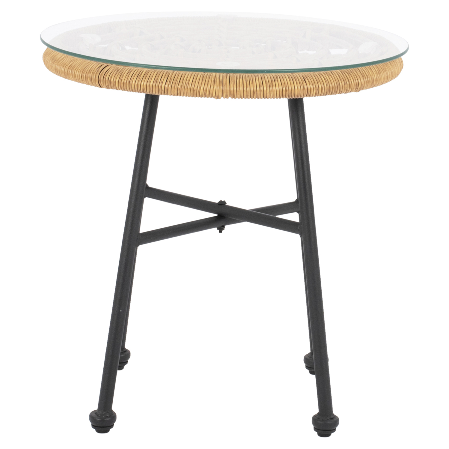 ΤΡΑΠΕΖΙ ΜΕΤΑΛΛΙΚΟ SPENCER HM5716 ΜΕ WICKER ΜΠΕΖ Φ48,5x51 εκ. - Image 3