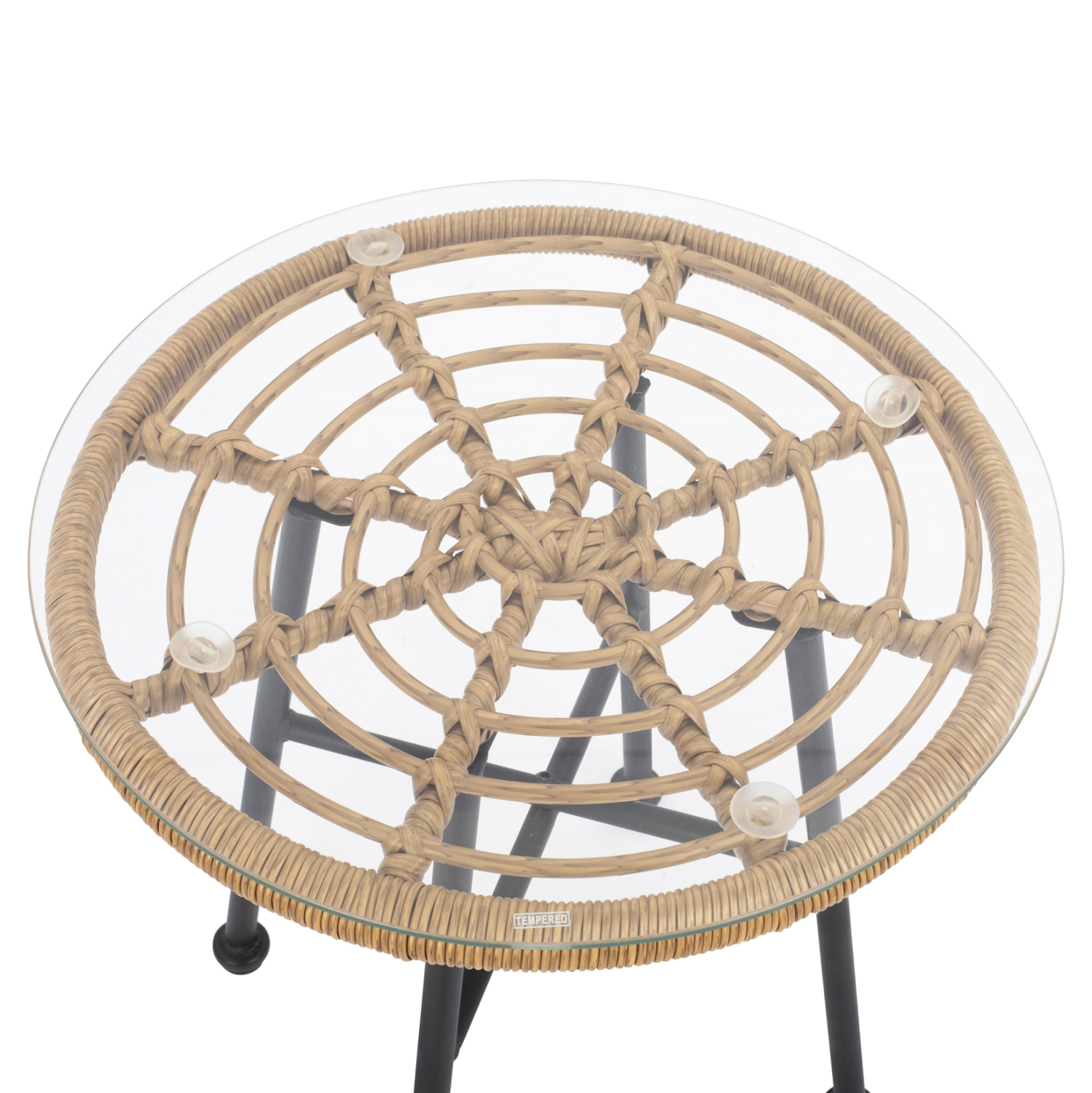 ΤΡΑΠΕΖΙ ΜΕΤΑΛΛΙΚΟ SPENCER HM5716 ΜΕ WICKER ΜΠΕΖ Φ48,5x51 εκ. - Image 4