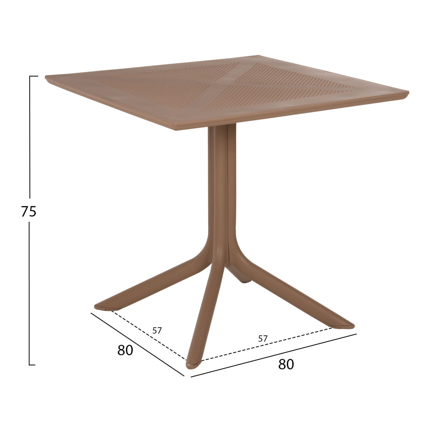 ΤΡΑΠΕΖΙ ΠΟΛΥΠΡΟΠΥΛΕΝΙΟΥ ΤΕΤΡΑΓΩΝΟ LUNAR HM5930.14 ΚΑΠΟΥΤΣΙΝΟ 80x80x75Υ εκ. - Image 2