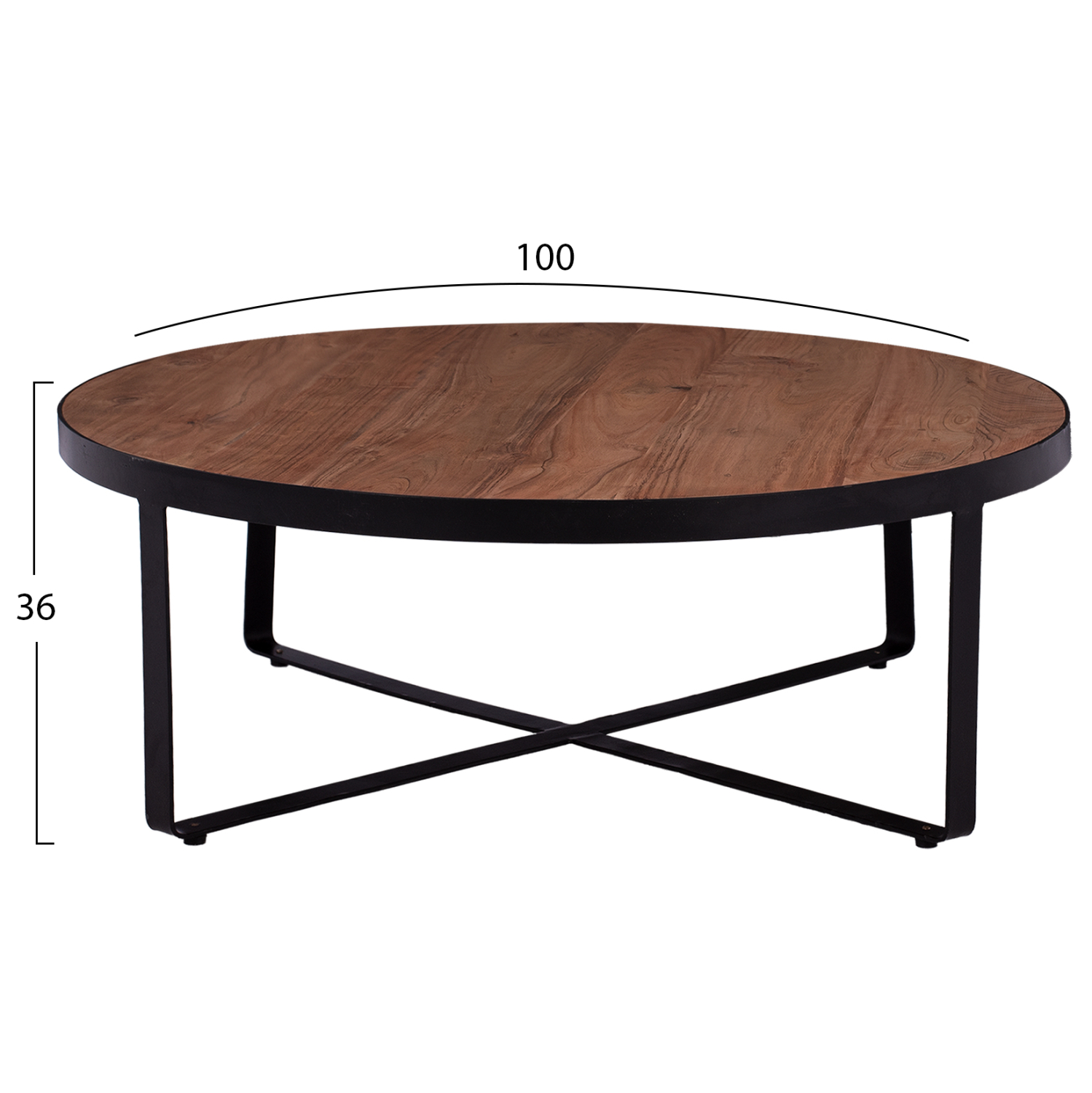 ΤΡΑΠΕΖΙ ΣΑΛΟΝΙΟΥ ATHARVA ΑΠΟ ΜΑΣΙΦ ΞΥΛΟ ΑΚΑΚΙΑΣ HM8461.11 Φ100x36Υ εκ. - Image 2