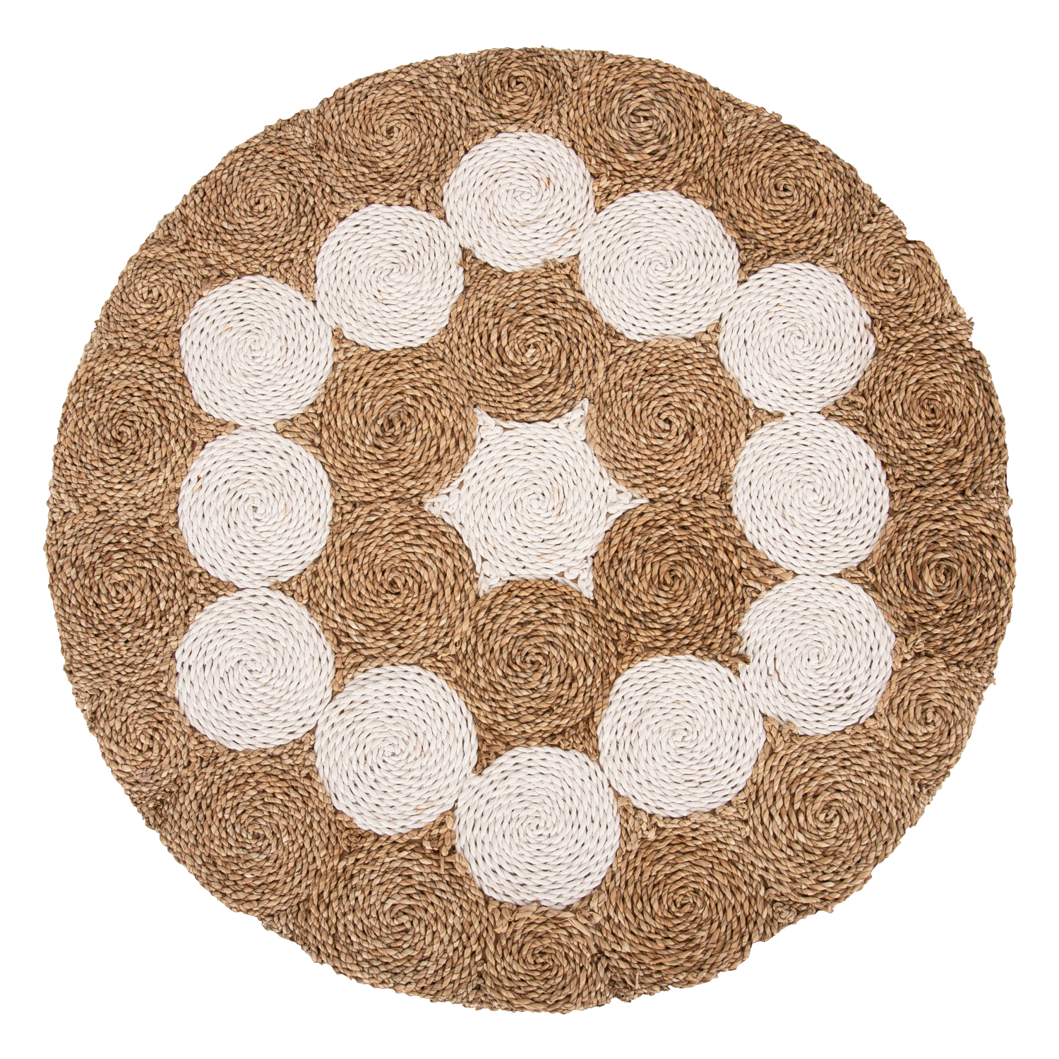 ΤΡΑΠΕΖΙ ΣΑΛΟΝΙΟΥ HM7825 ΞΥΛΟ ΤΕΑΚ ΚΑΙ SEAGRASS ΣΕ ΦΥΣΙΚΟ & ΛΕΥΚΟ Φ81x45Υεκ. - Image 5