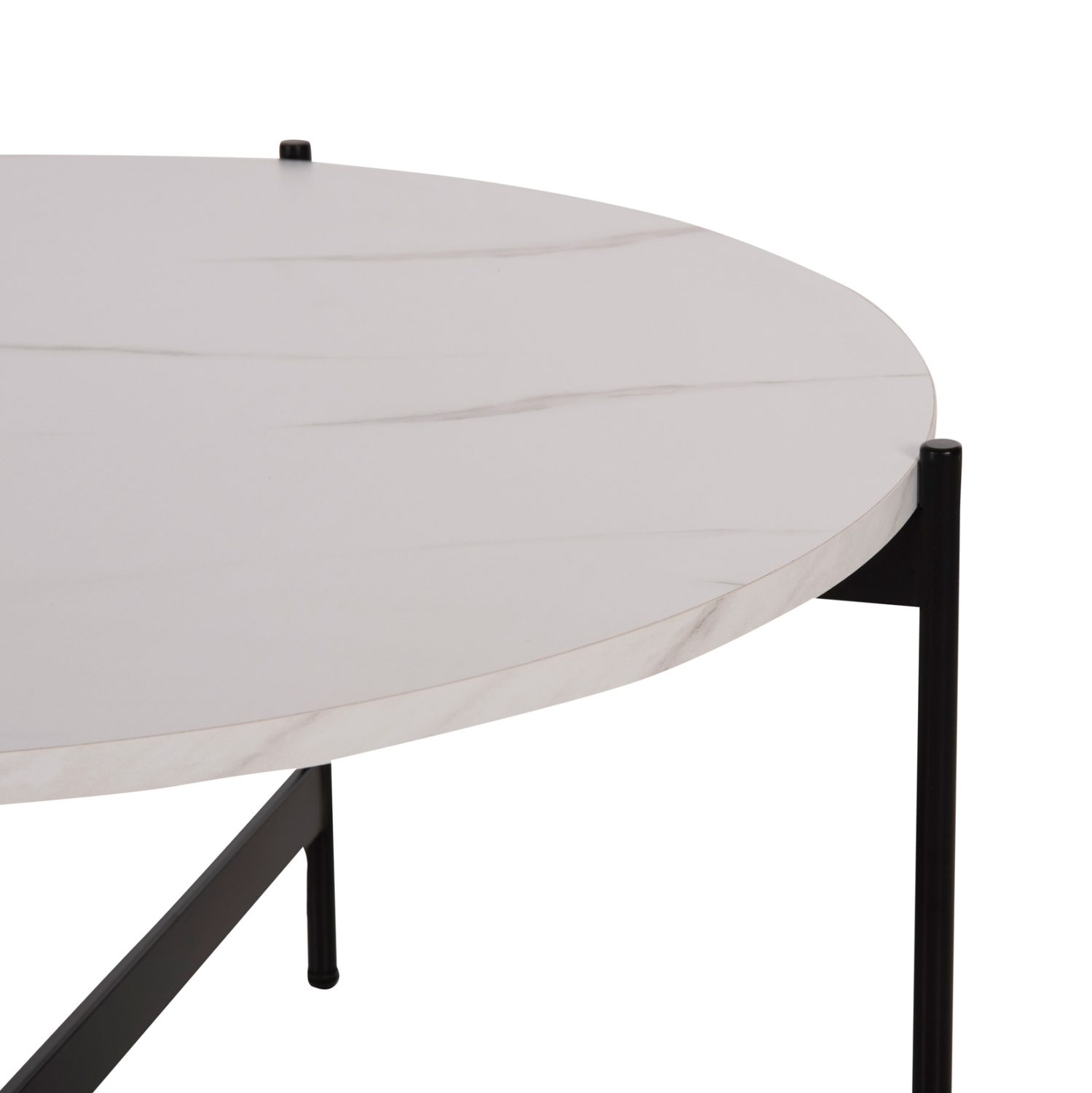 ΤΡΑΠΕΖΙ ΣΑΛΟΝΙΟΥ HM9588.05 MDF ΛΕΥΚΟ ΜΑΡΜΑΡΟ-ΜΑΥΡΗ ΜΕΤΑΛΛΙΚΗ ΒΑΣΗ Φ80x45Υεκ. - Image 5