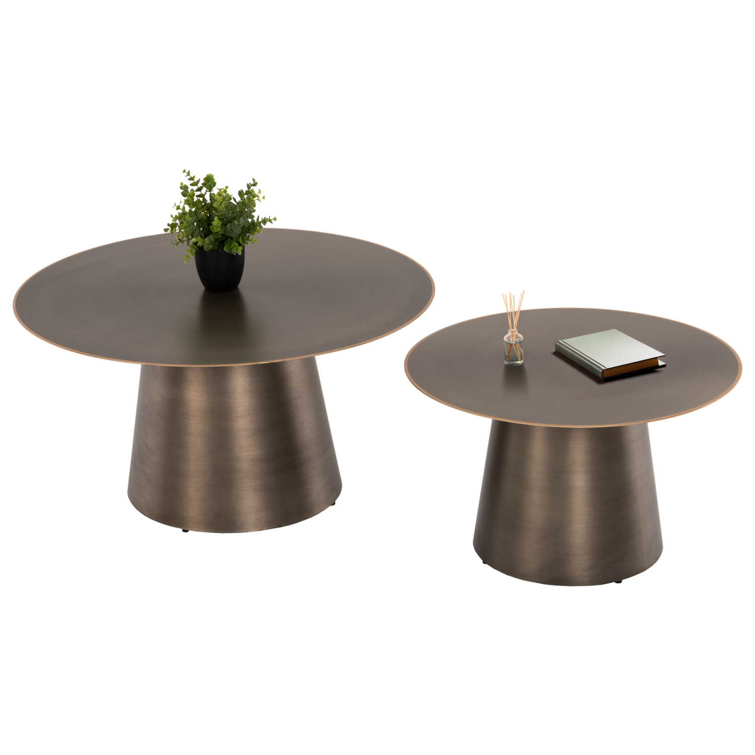 ΤΡΑΠΕΖIA ΣΑΛΟΝΙΟΥ 2ΤΜΧ NICKELY HM9667 ΜΕΤΑΛΛΟ ΣΕ ΑΣΗΜΙ ΜΑΤ Φ80x41Υ & Φ60x36Υ εκ.