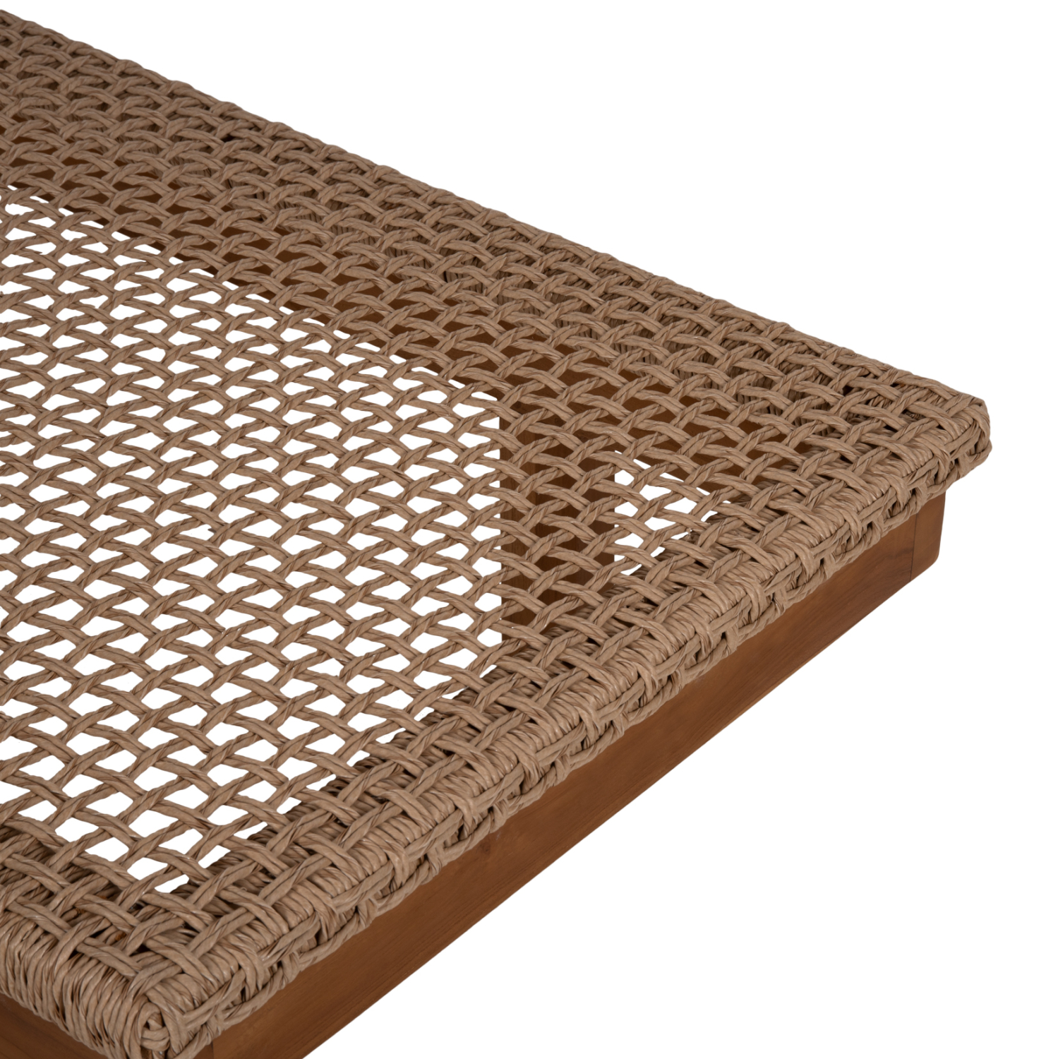 ΞΑΠΛΩΣΤΡΑ PATRON HM5993 TEAK ΞΥΛΟ ΚΑΙ ΣΧΟΙΝΙ VIRO ΣΕ ΠΛΕΞΗ WICKER 191x65x86Yεκ. - Image 4