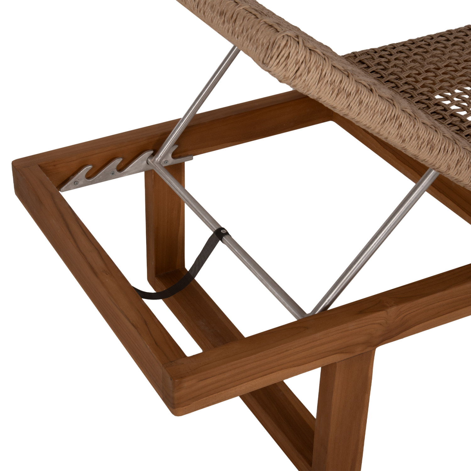 ΞΑΠΛΩΣΤΡΑ PATRON HM5993 TEAK ΞΥΛΟ ΚΑΙ ΣΧΟΙΝΙ VIRO ΣΕ ΠΛΕΞΗ WICKER 191x65x86Yεκ. - Image 7